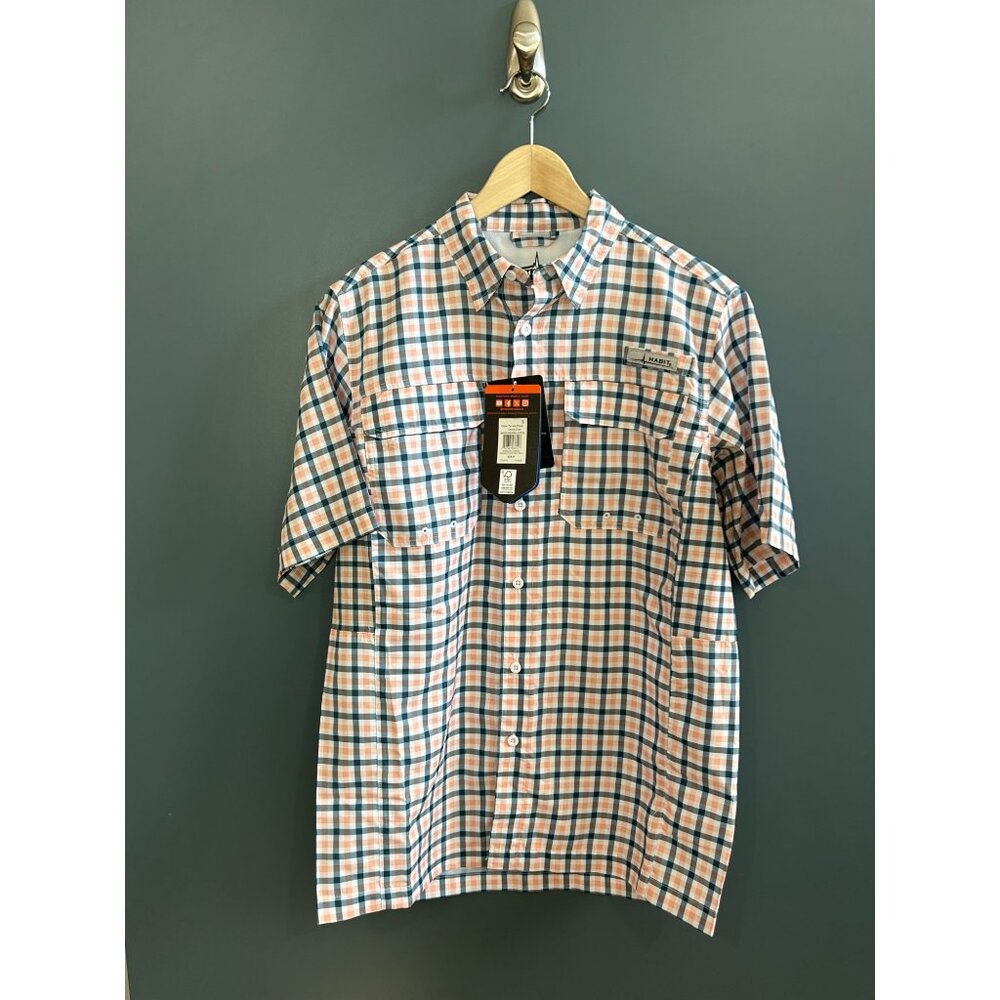 NEW Habit Mens Tackle Plaid Deep Dive Short Sleeve Shirt S